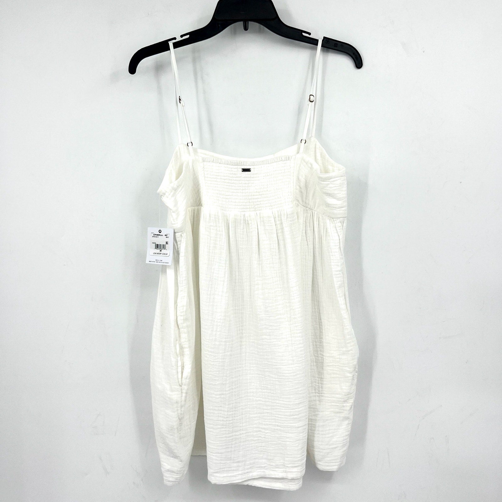 O'NEILL Women's Hadia Mini Slip Dress Medium White Gauze Lightweight Summer NWT