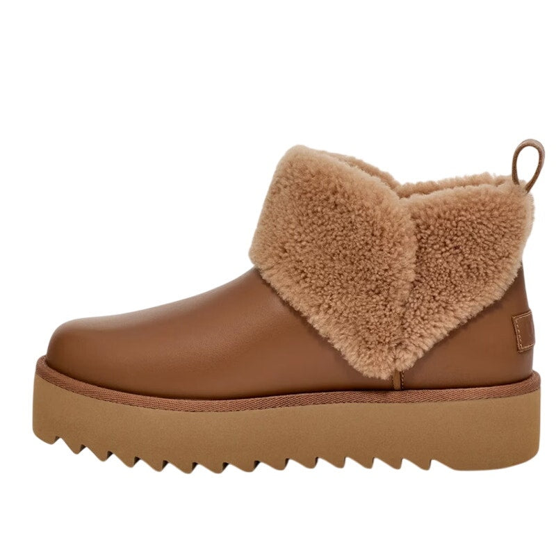 UGG Womens Ultra Mini Alina Ankle Bootie US 5 EU 36 Chestnut Brown Leather NIB