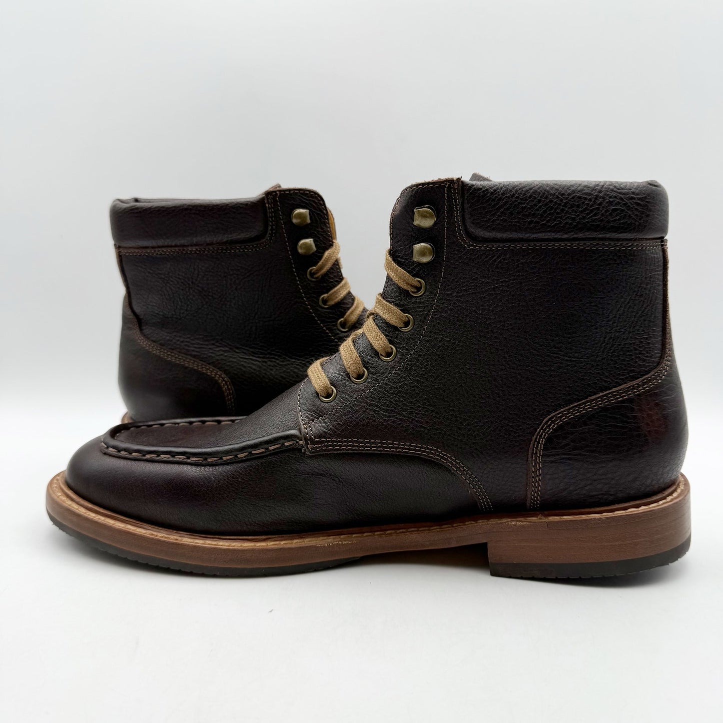 Warfield & Grand Mens Roseburg Ankle Boots US 8.5 M Brown Leather Moc Toe NWOB