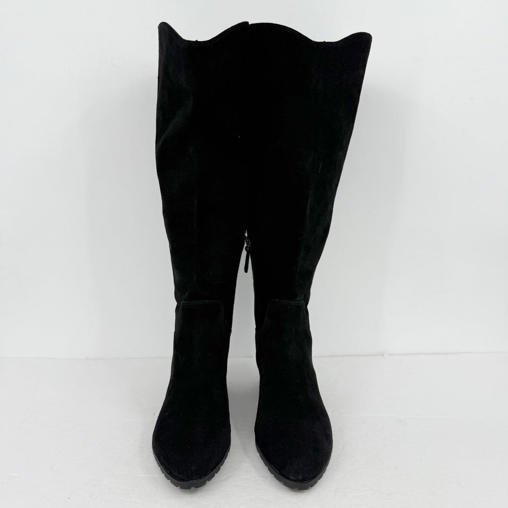 Vionic Women Bixby Knee High Boot 11M Wide Calf Black Suede Water Repellent NWOB
