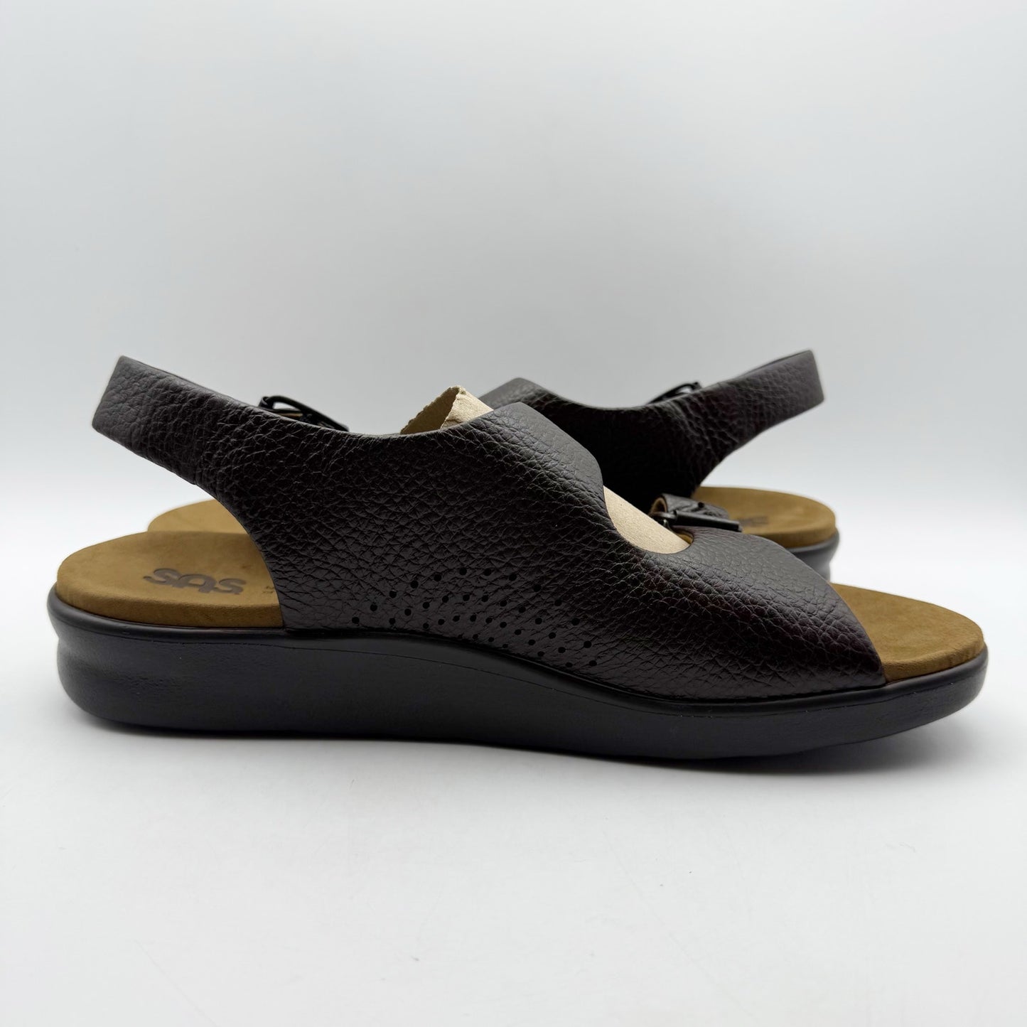 SAS Mens Bravo Adjustable Comfort Sandals US 11 Wide Brown Leather NIB