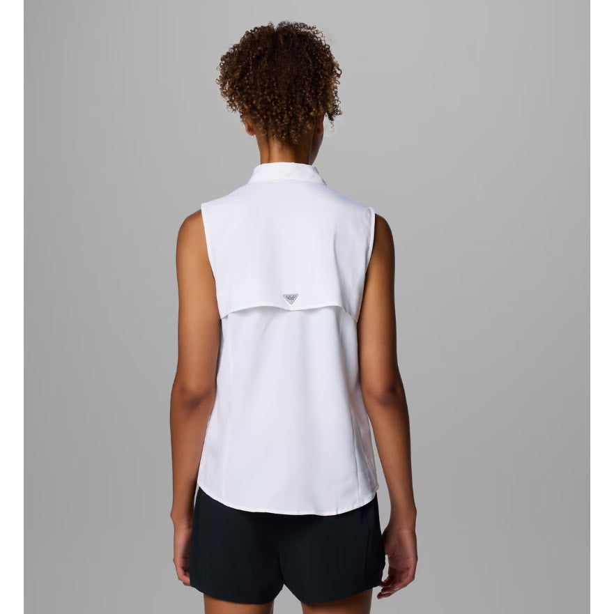 COLUMBIA Women's PFG Tamiami Shirt Large White Sleeveless Omni Shade NWT