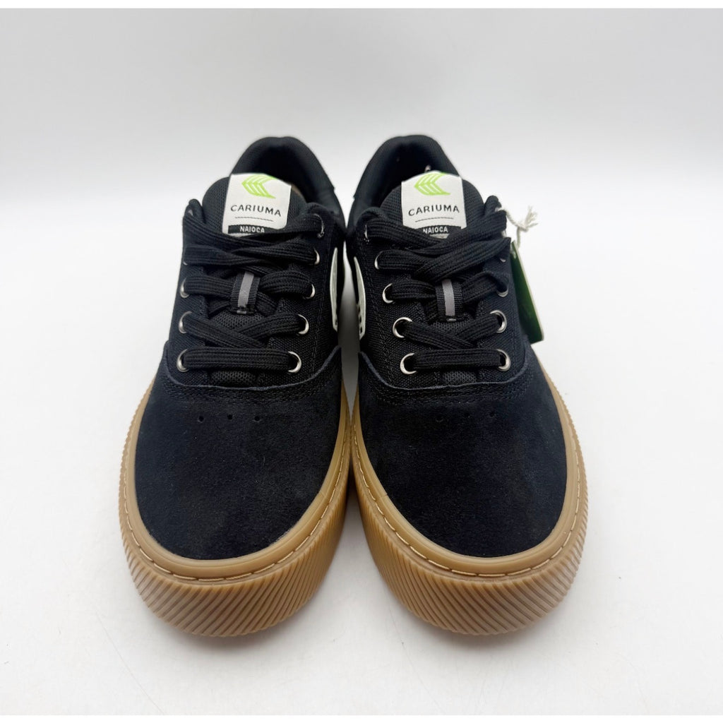 Cariuma Womens Naioca Pro Skate Low Sneakers US 7 Black Gum Canvas Suede NIB