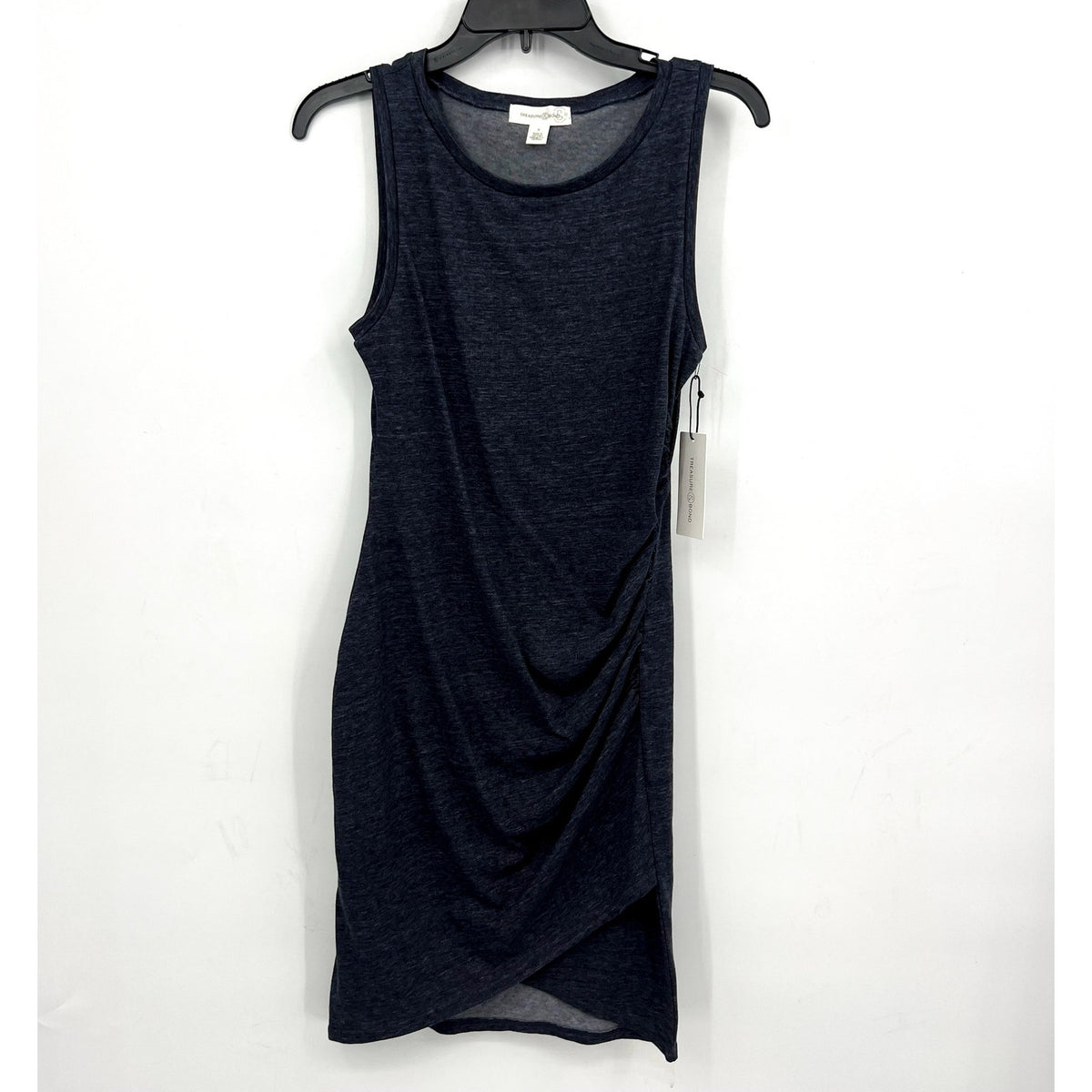 TREASURE & BOND Ruched Jersey Tank Dress Small Gray Blue Sleeveless NWT