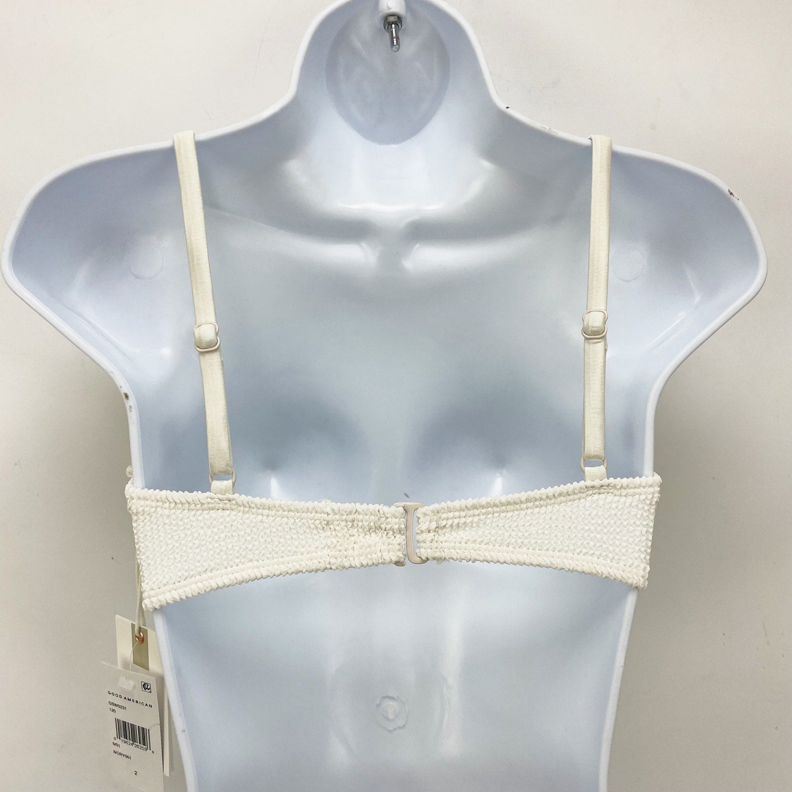 Good American Always Fits Twisted Bikini Top Size 3 Large Swim Ivory White NWT