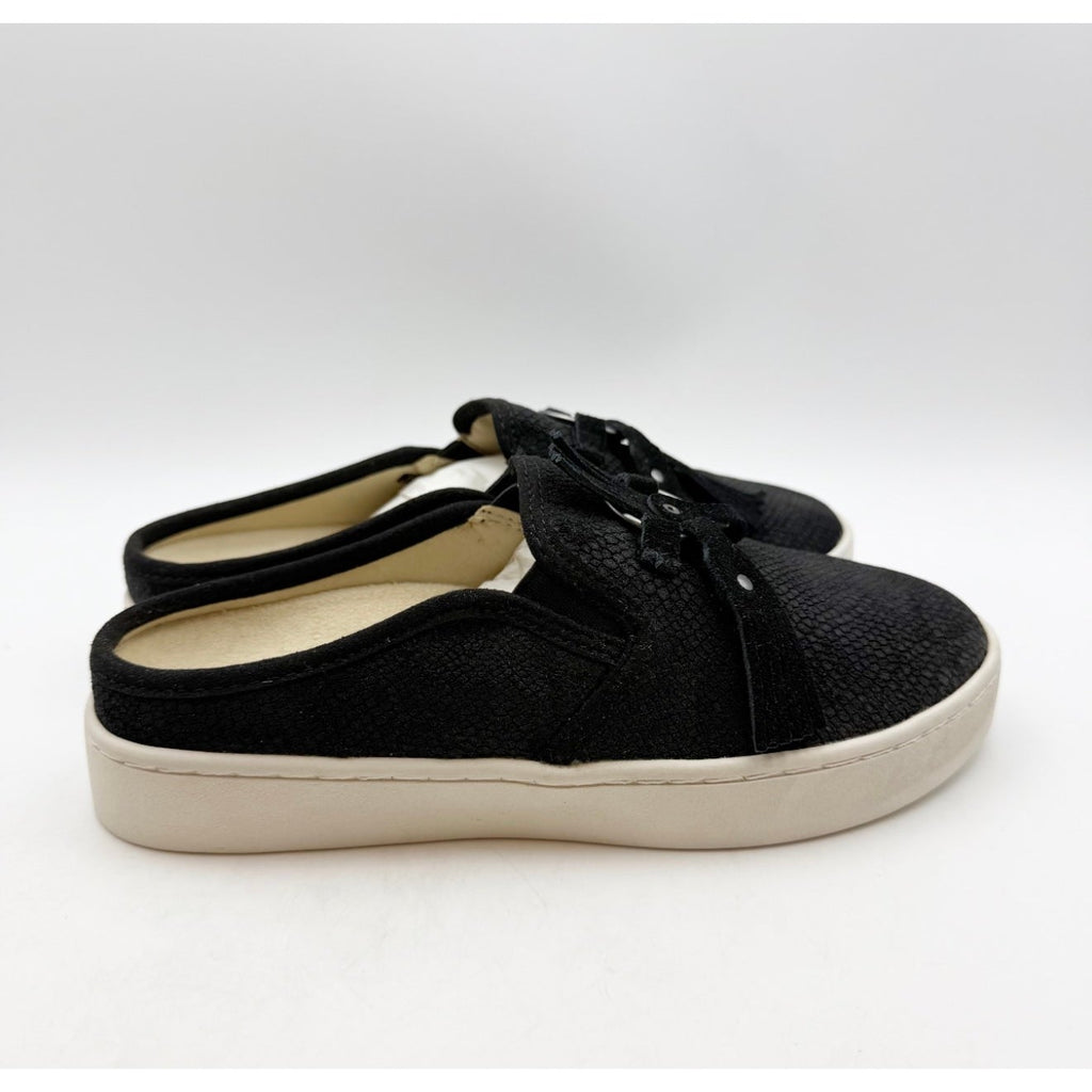 Spenco Women's Bindie Slide Slip On Shoe Size 5 B Black Embossed Suede NIB
