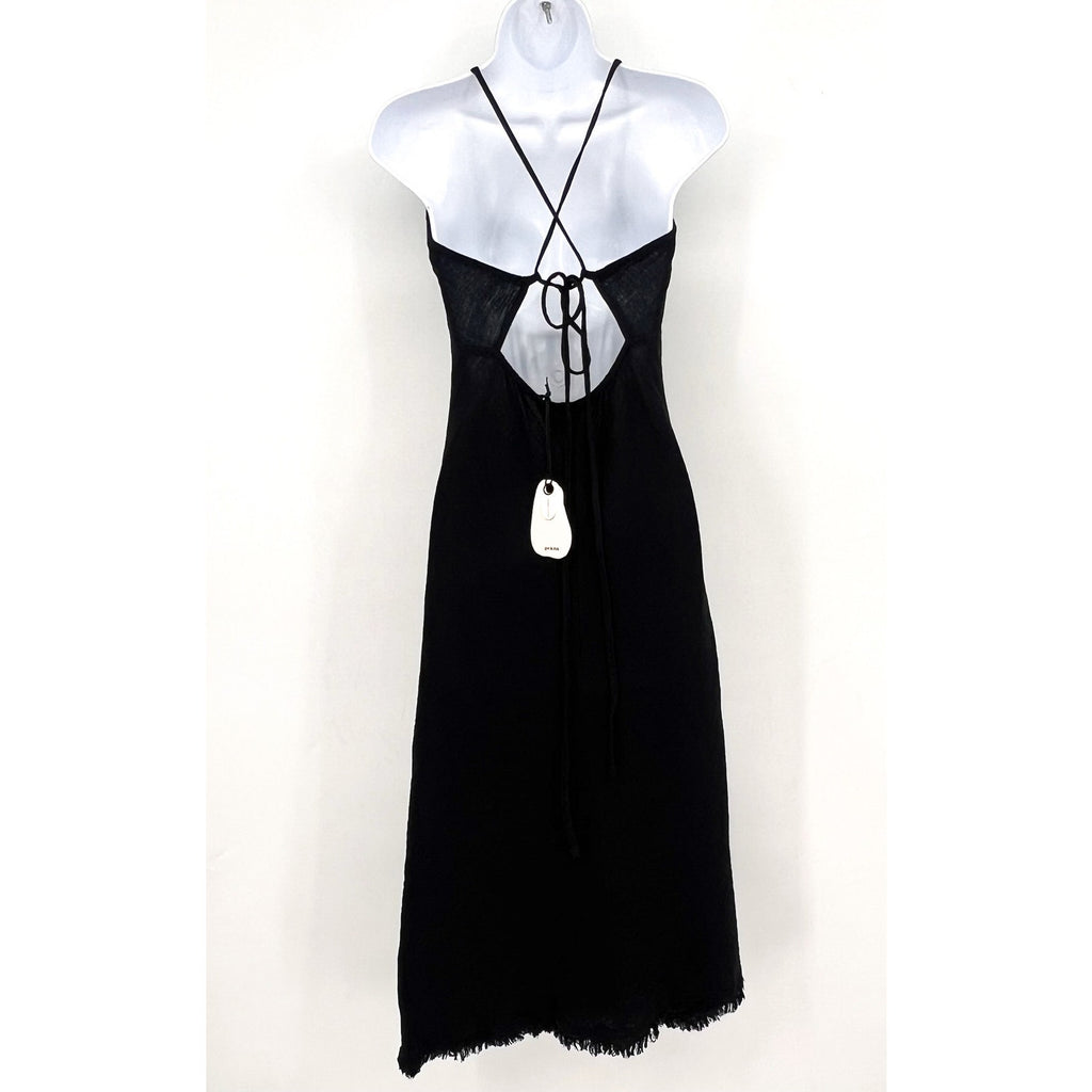 PRANA Women's Hideaways Maxi Dress XS Black Cross Back Strap Cotton Gauze NWT