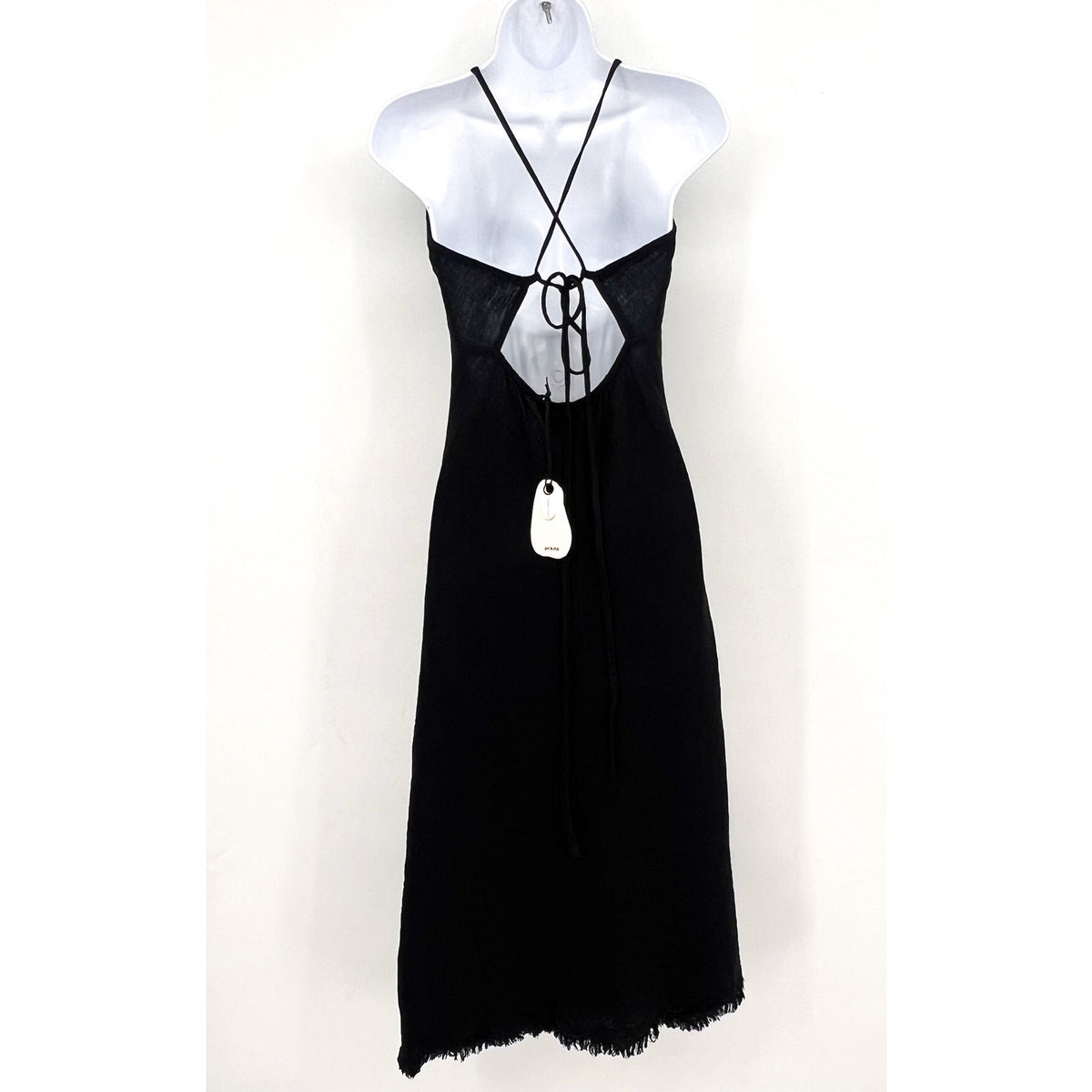 PRANA Women's Hideaways Maxi Dress XS Black Cross Back Strap Cotton Gauze NWT