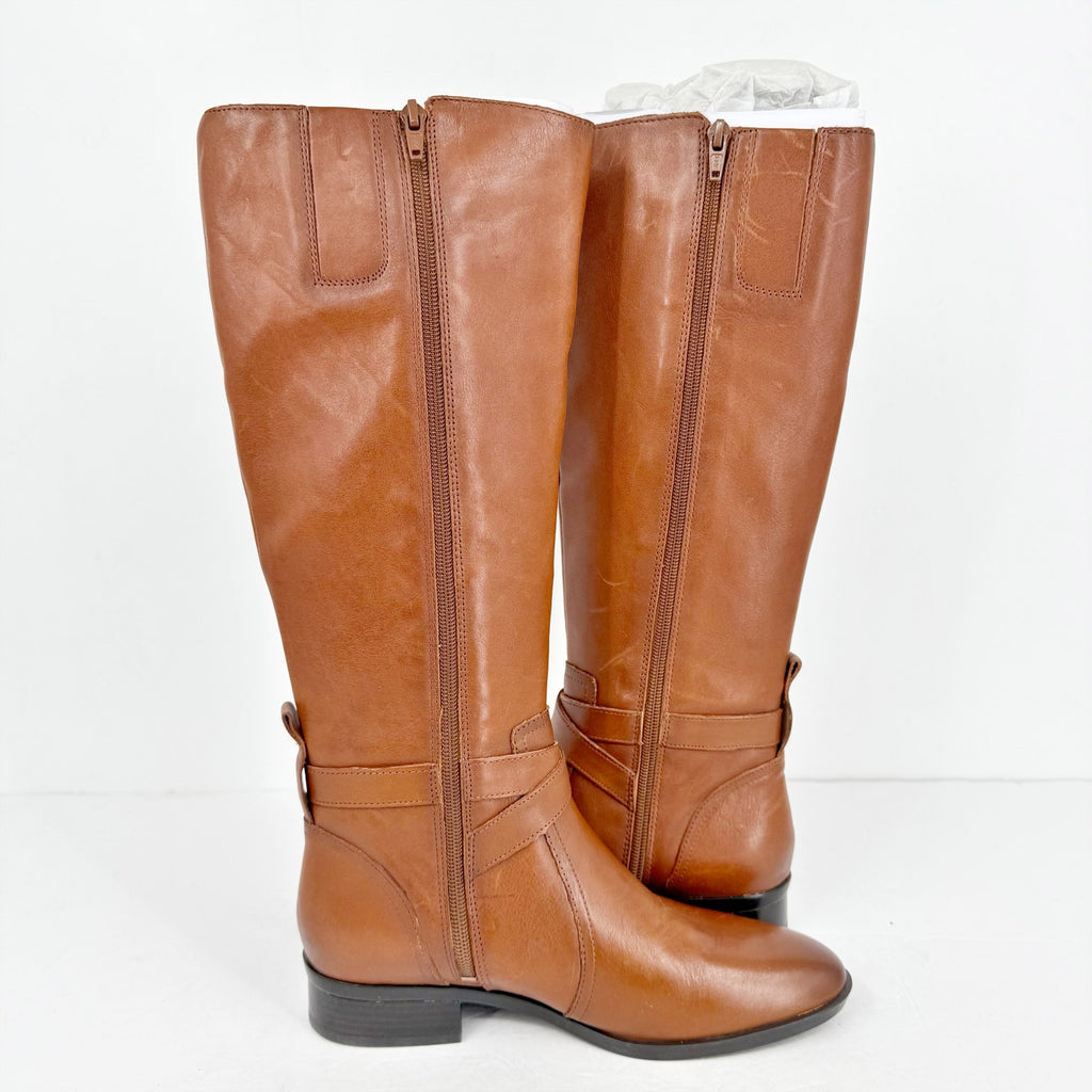 Naturalizer Womens Rena Knee High Boots US 7 Wide EU 37 Brown Leather NIB