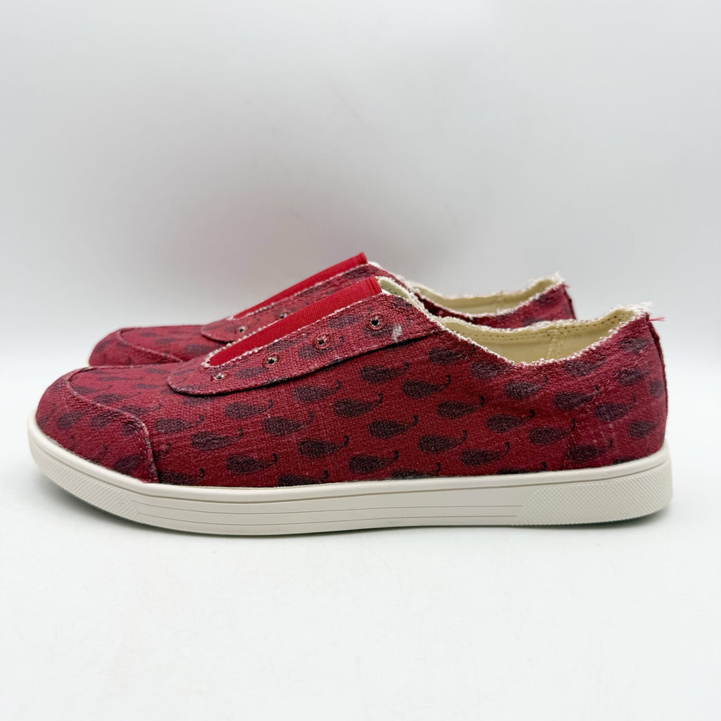 Spenco Womens Santa Maria Batik Sneakers Size 8 Red Canvas Casual Slip On NIB