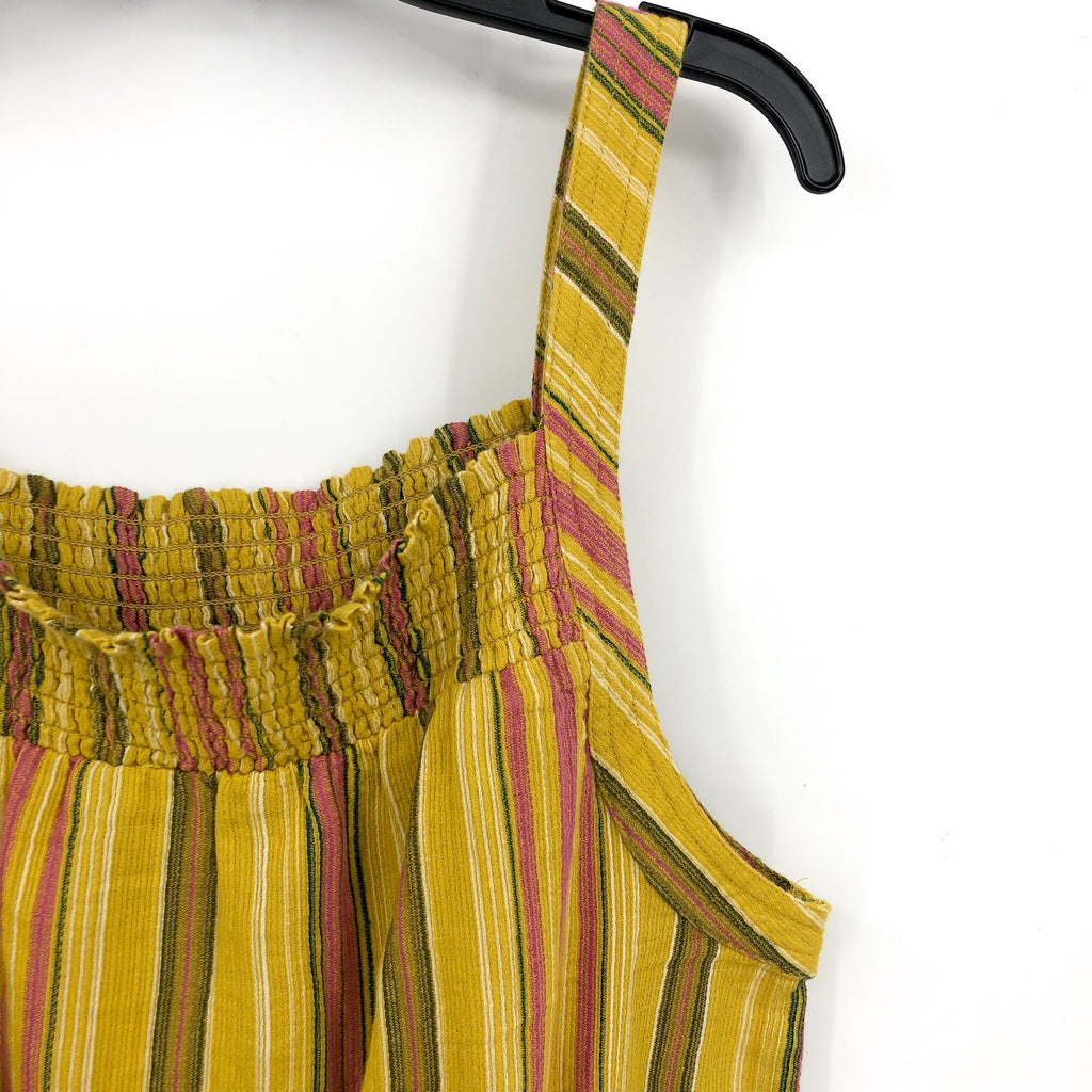 PRANA Women's Little Palm Cami Tank Top Large Yellow Leapfrog Stripe NWT