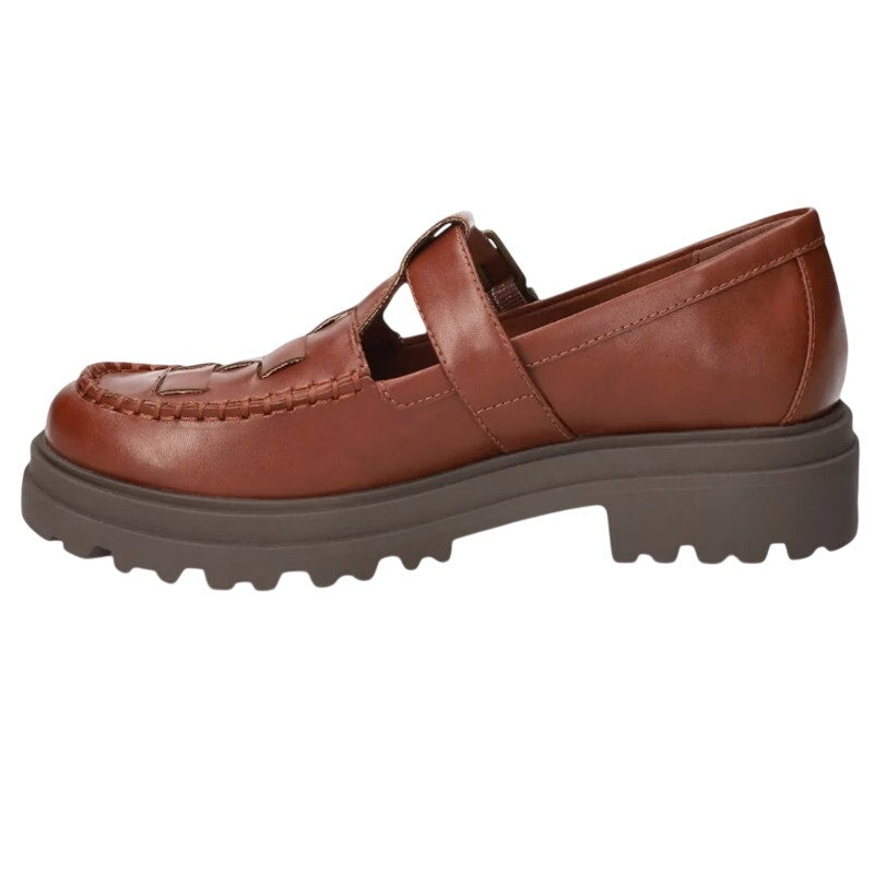 Bella Vita Womens Makell Lug Loafers US 11 WW Dark Tan Mary Jane NIB