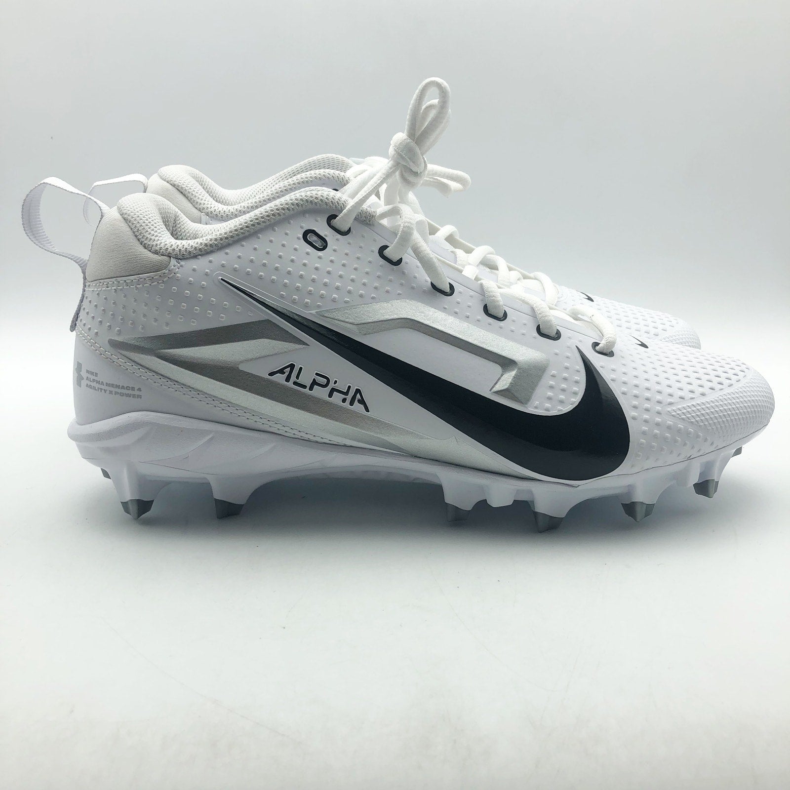 Nike Mens Alpha Menace 4 Varsity Molded Football Cleats SIZE 12 White Black NWOB