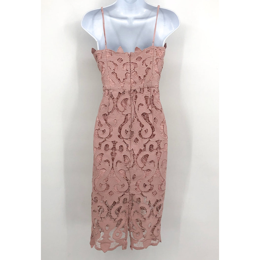 BARDOT Women's Lina Lace Midi Dress Size 6 Pink Rose Sleeveless Lined NWT