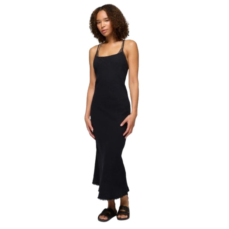 PRANA Women's Hideaways Maxi Dress XS Black Cross Back Strap Cotton Gauze NWT