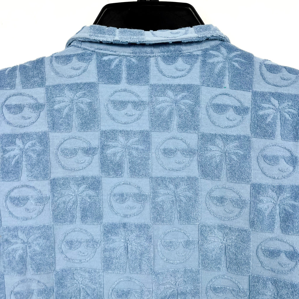 APPAMAN Boy's Resort Terry Shirt Size 8 Denim Blue Printed Short Sleeve NWT