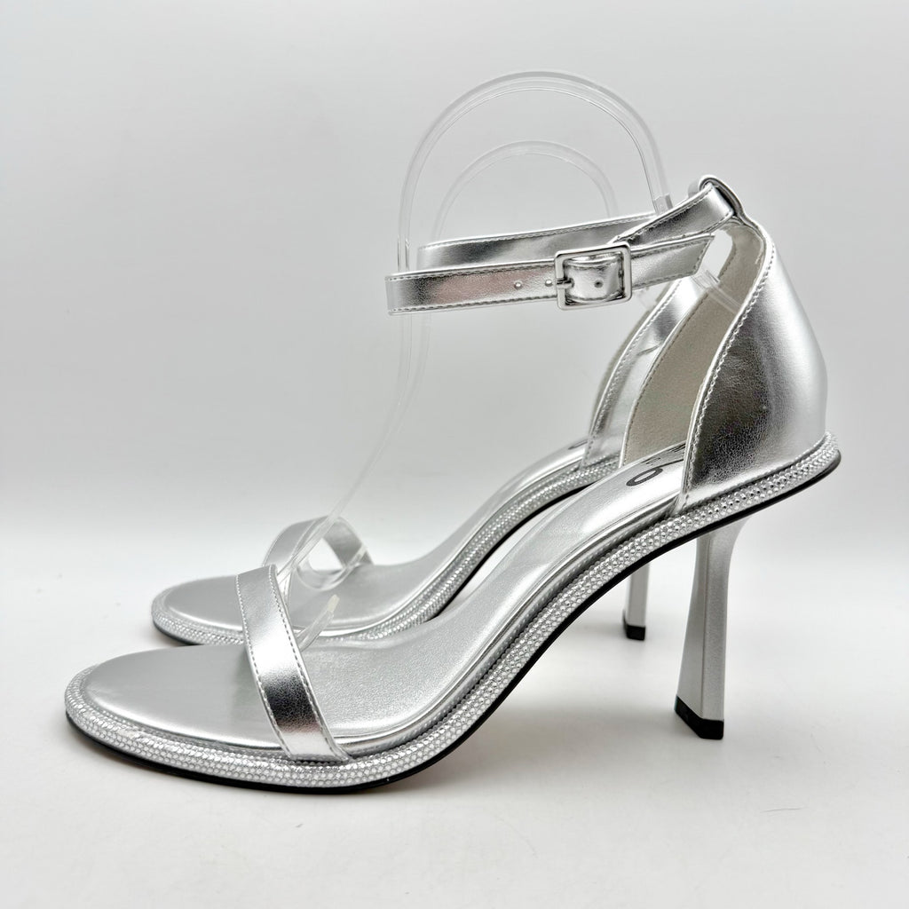 Mix No. 6 Womens Boniti Heeled Sandals Size 8.5 Wide EU 38.5 Silver NWOB