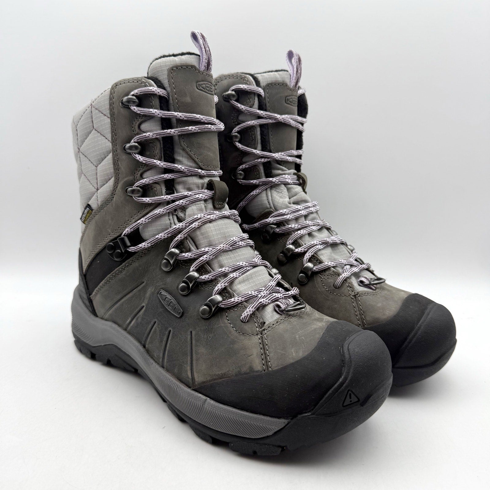 KEEN Womens Revel IV High Polar Hiking Boots US 6.5 Wide Grey Leather WP NWOB