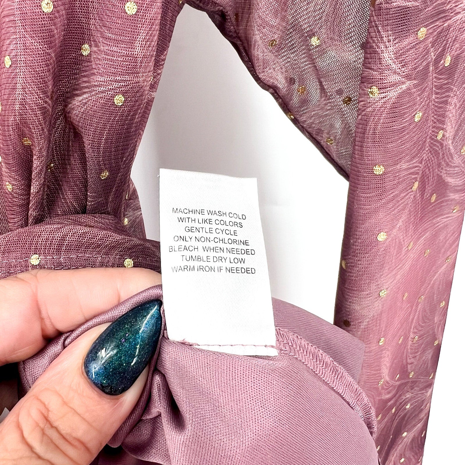 Stitch Fix LES SEREIN Womens Sequin Sheer Top Medium Purple Long Sleeve NWT