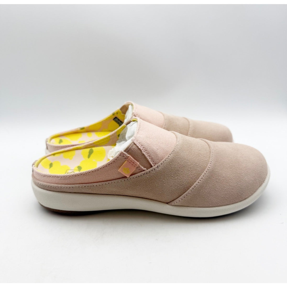 SPENCO Womens Siesta Bokeh Layered Clogs 5.5 WIDE Blush Pink Suede Lemons NIB