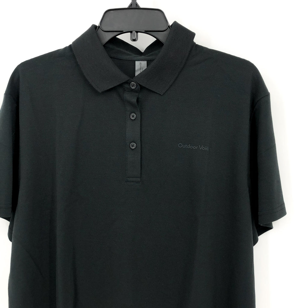 OUTDOOR VOICES Womens Birdie Cropped Polo Shirt Black XXL Short Sleeve