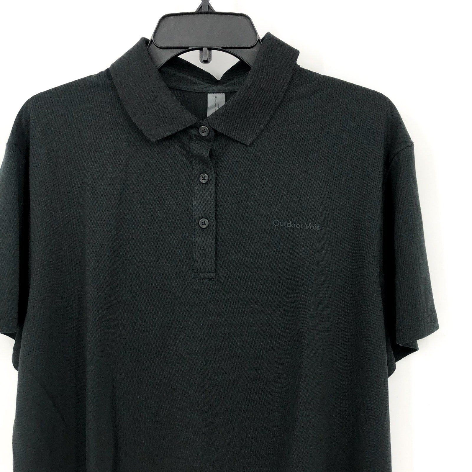 OUTDOOR VOICES Womens Birdie Cropped Polo Shirt Black XXL Short Sleeve