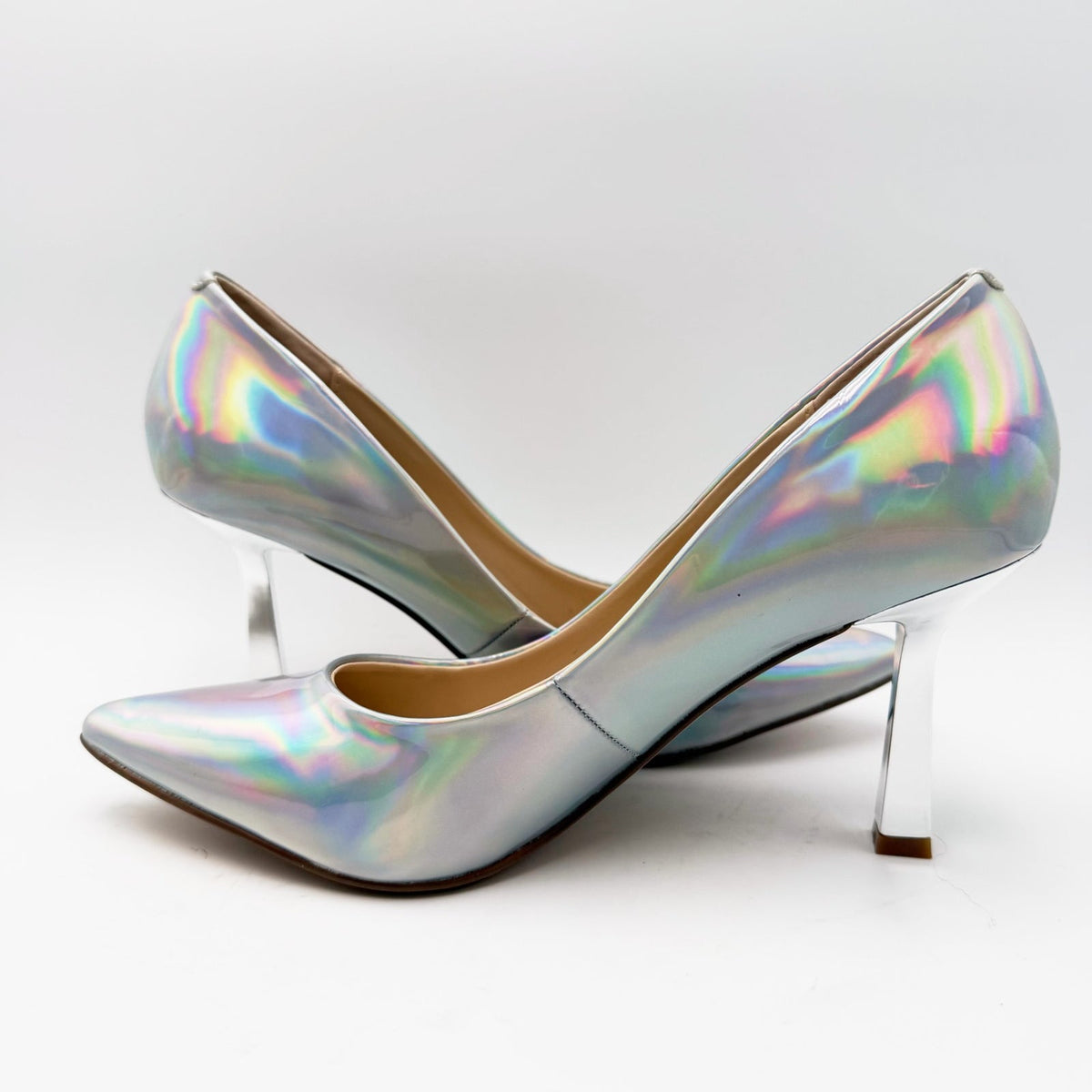 Steve Madden Womens Salza Pointed Toe Pumps Size 8.5 Silver Iridescent NWOB