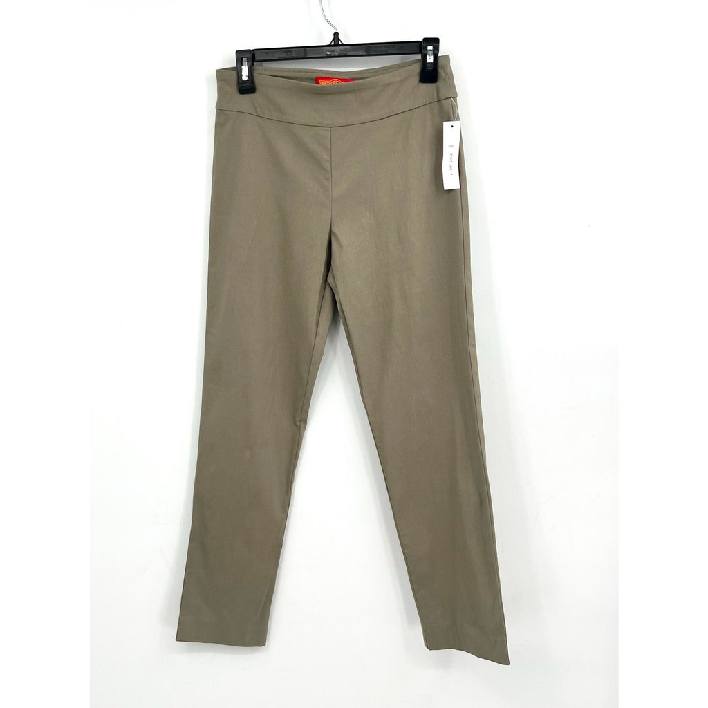 KRAZY LARRY Women's Pull-On Ankle Pants Size 4 Taupe High Rise Stretch NWT