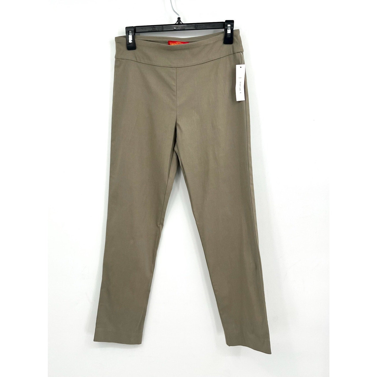 KRAZY LARRY Women's Pull-On Ankle Pants Size 4 Taupe High Rise Stretch NWT