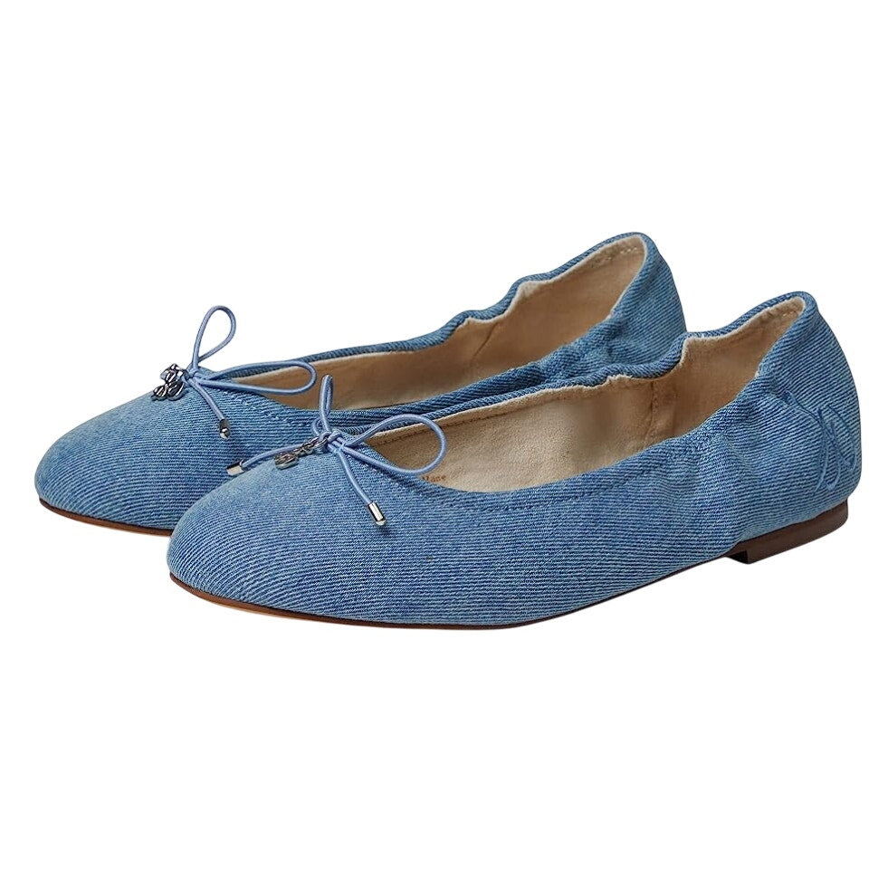Sam Edelman Kids Felicia Ballet Flats US 13 M EU 31 Blue Denim Leather NIB