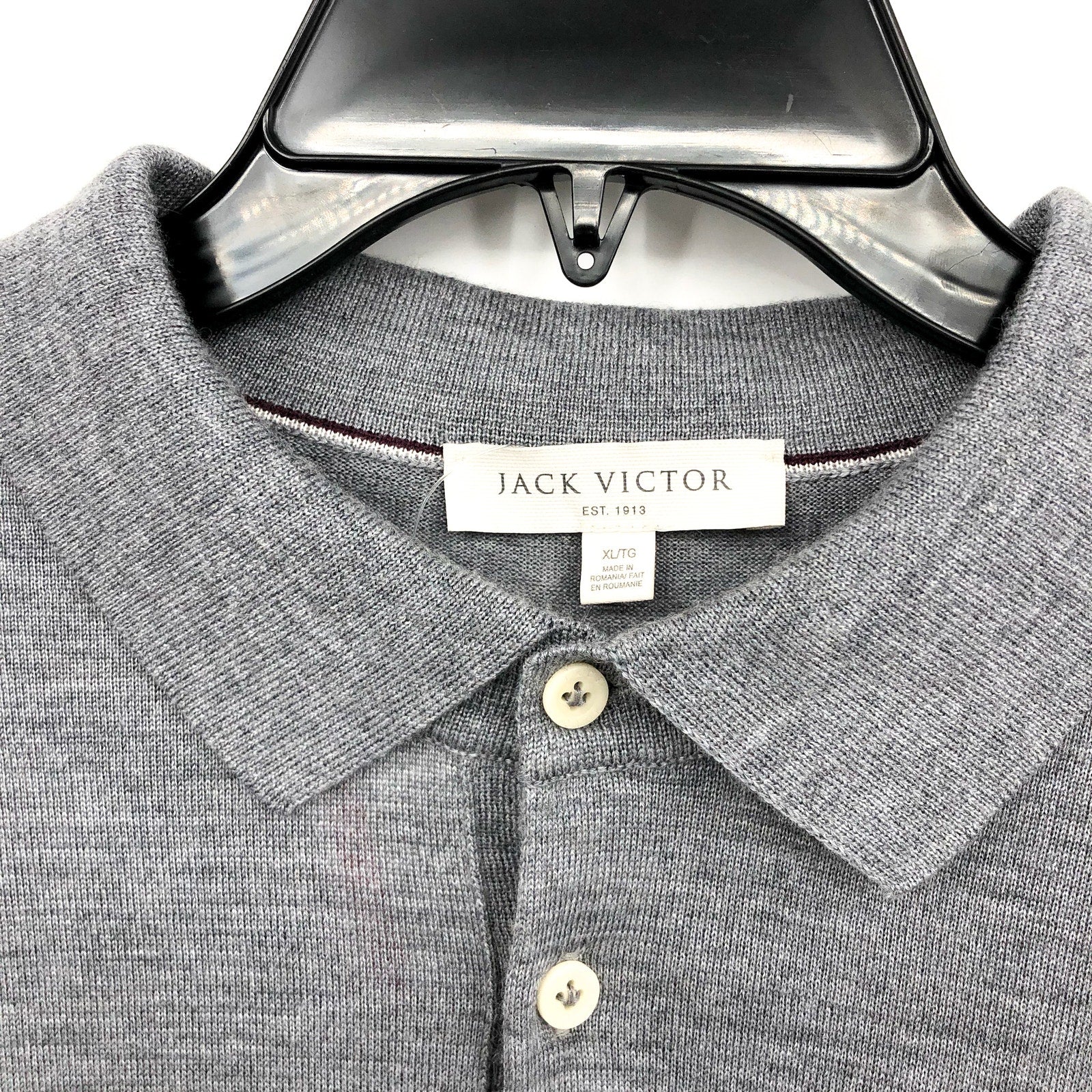 JACK VICTOR Men's Redfren Polo Shirt XL Grey Wool Silk Cashmere Sweater NWOT