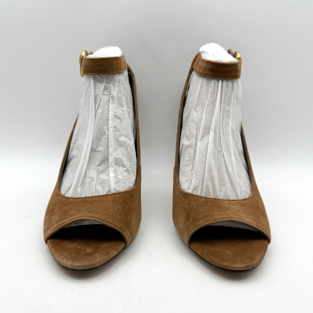 Vince Camuto Womens Pavles Ankle Strap Heeled Sandals US 6.5 M Brown Suede NIB