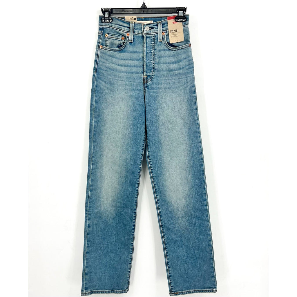 Levi's Womens Ribcage Straight Jeans 25x32 0 Blue Ringing Bells 79078-0017 NWT