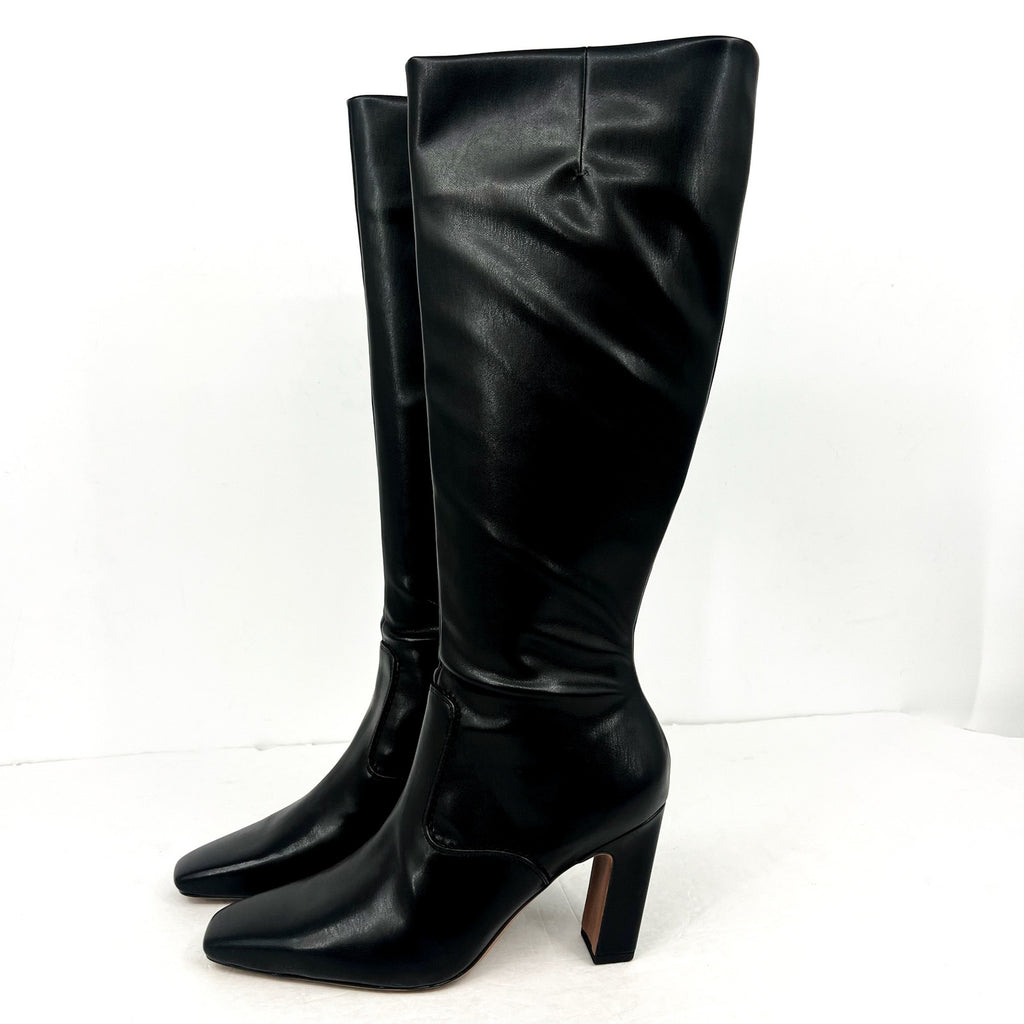Franco Sarto Womens Bowman Knee High Boots Size 9M Black Faux Leather NWOB
