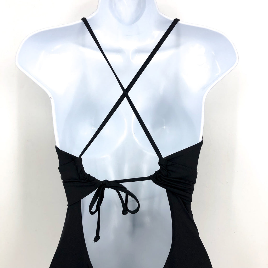 BECCA Standard Color Code Plunge Neck One Piece Swimsuit Small Black NWT