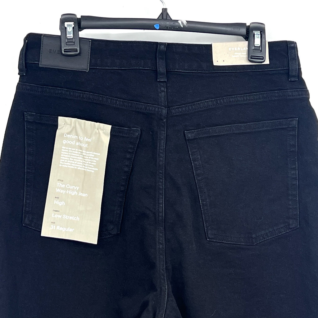 EVERLANE Women's The Curvy Way High Jeans 31x27 US 12 Black Organic Cotton NWT