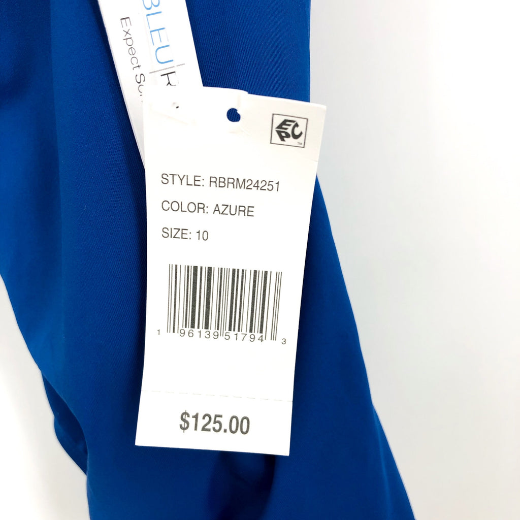 BLEU ROD BEATTIE Ring Master Drape One-Piece Swimsuit Size 10 Blue Azure NWT