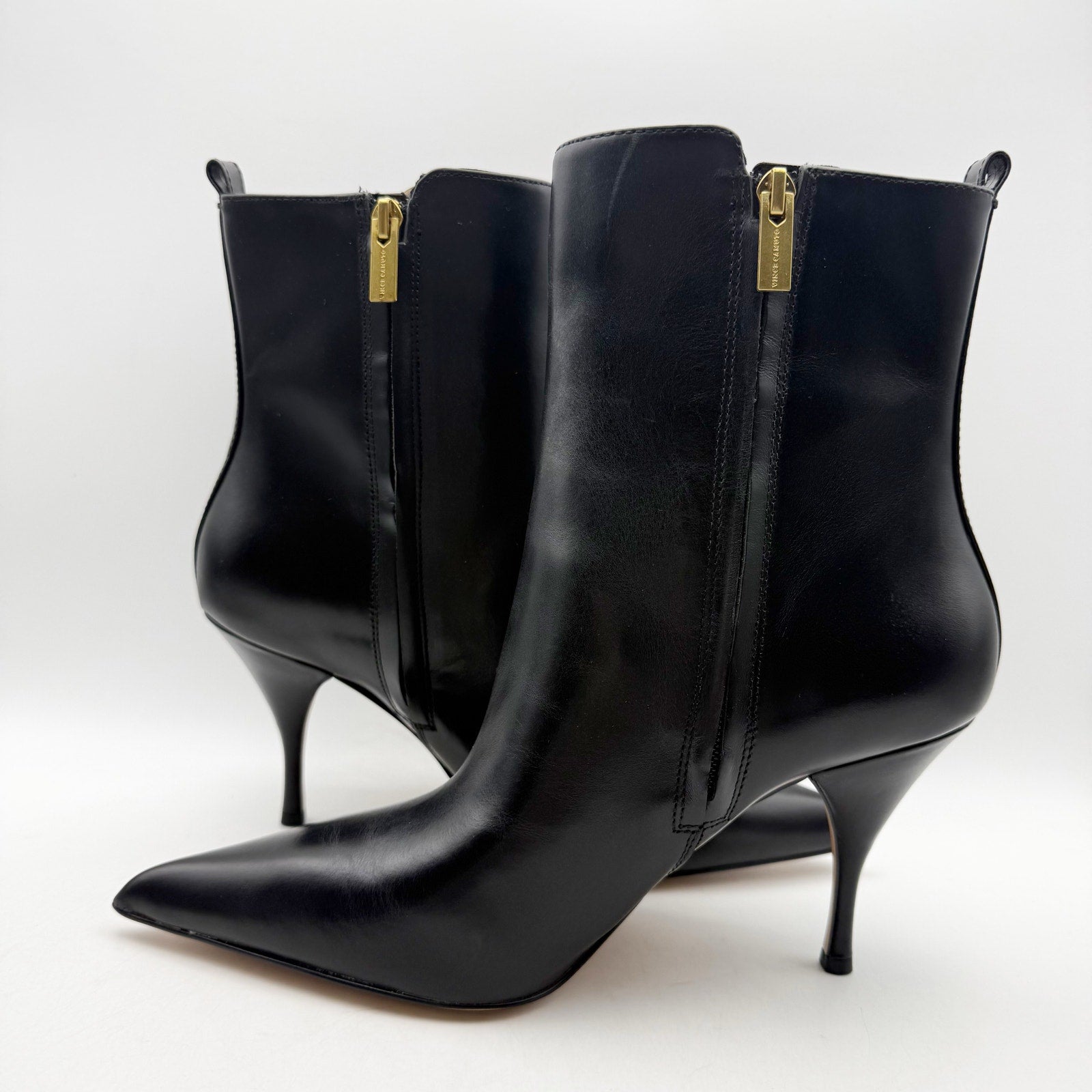 Vince Camuto Womens Poise Ankle Bootie US 9.5 M EU 41 Black Leather Heels NIB