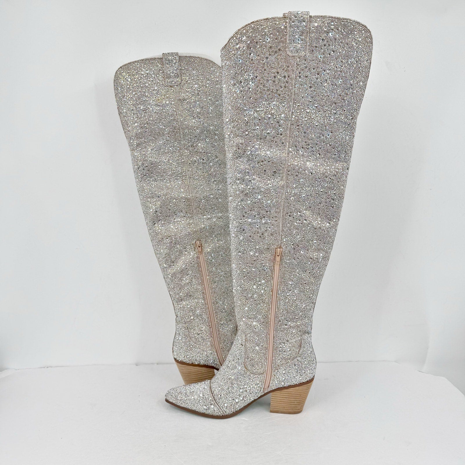Betsey Johnson Womens Rodeo Over the Knee Boot US 11 Multicolor Rhinestone NWOB