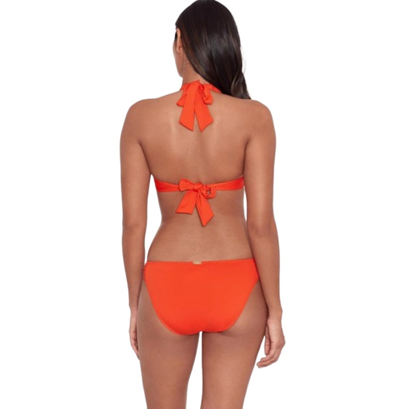LAUREN RALPH LAUREN Beach Club Hipster Bikini Bottom Size 10 Orange Shirred NWT