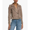 BLANKNYC Women's Cropped French Motorcycle Jacket Small Brown Taupe Leather NWT