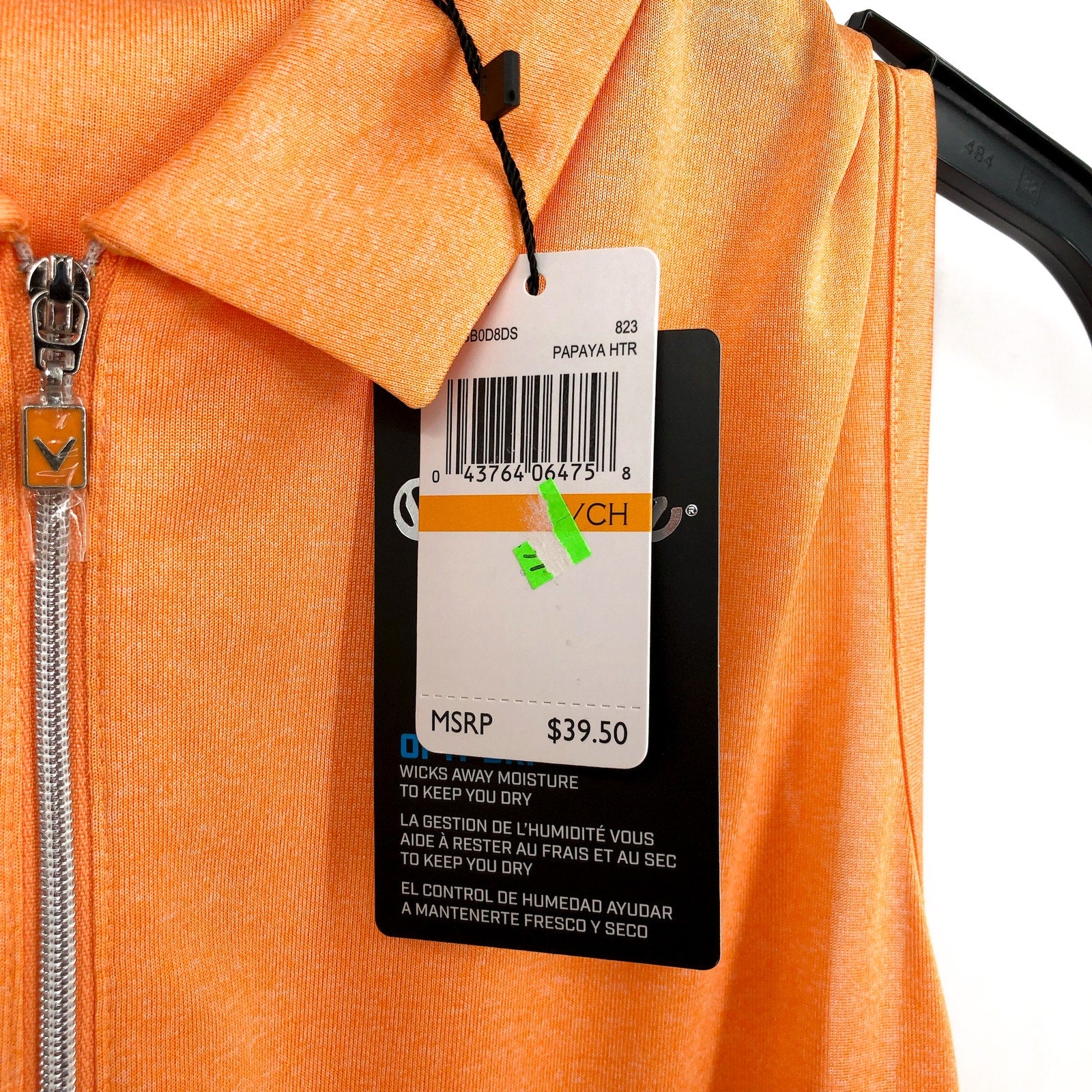 CALLAWAY Golf Womens Polo Shirt Small Orange Papaya Sleeveless Quarter Zip NWT