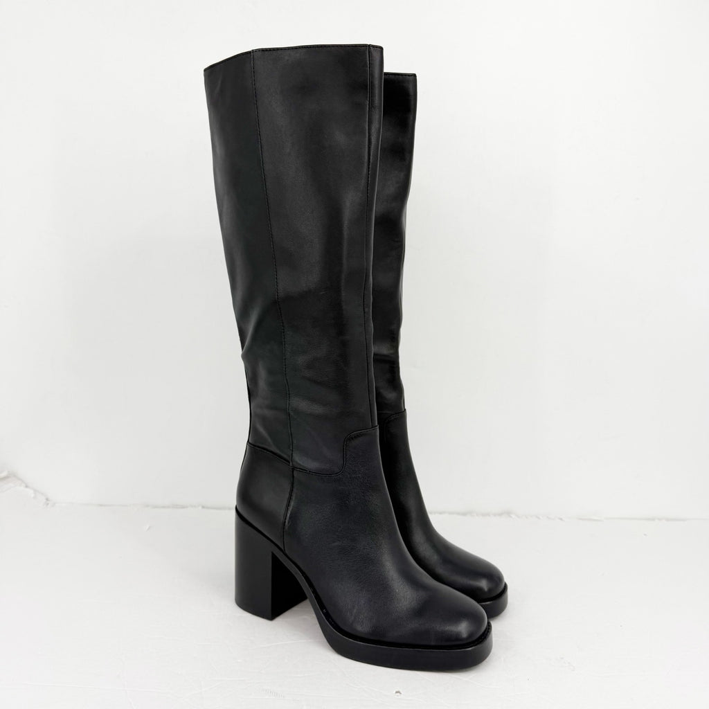 Vince Camuto Womens Gibi Knee High Boots US 8 M Narrow Calf Black Leather NWOB