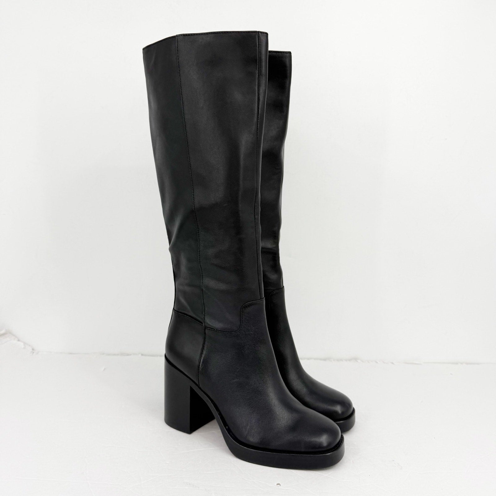 Vince Camuto Womens Gibi Knee High Boots US 8 M Narrow Calf Black Leather NWOB