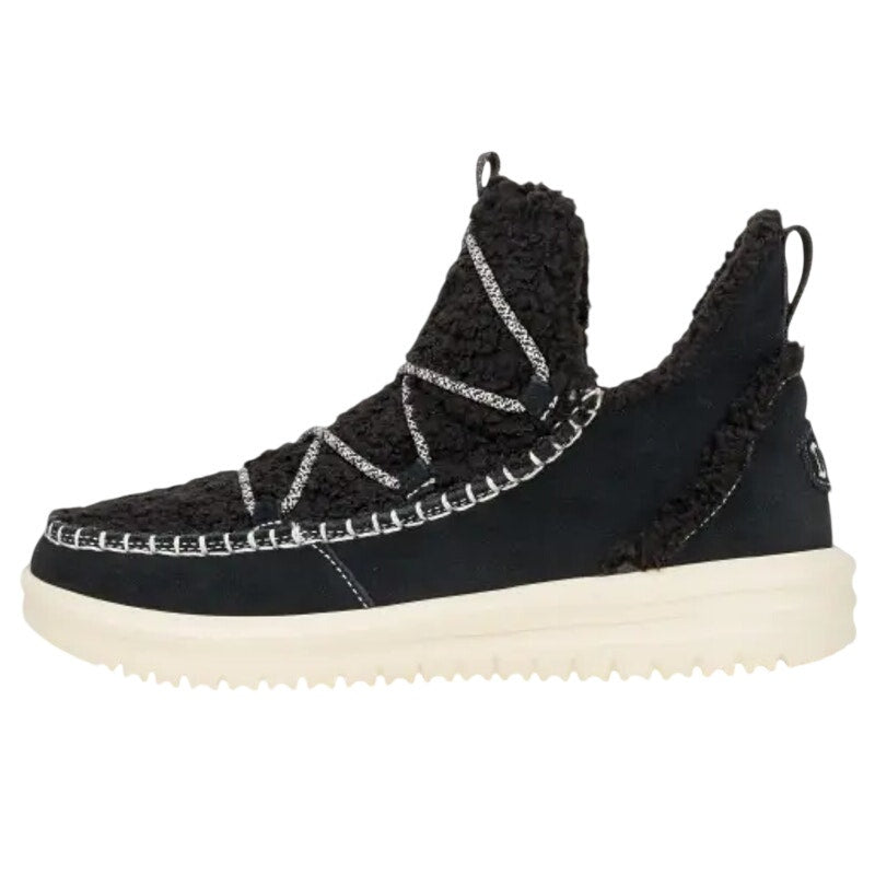 Hey Dude Womens Camden Sneaker Boots Size 8 EU 39 Black Suede NWOB
