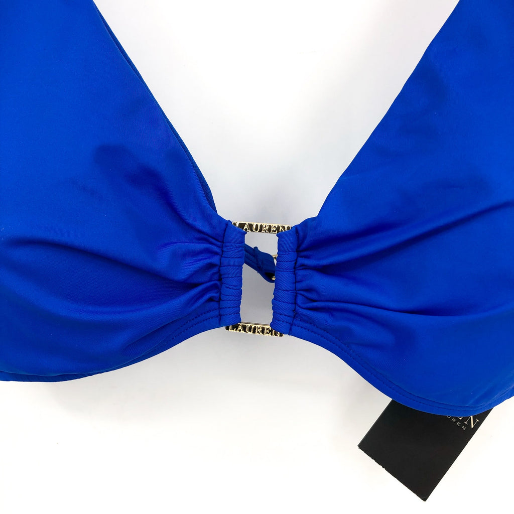 LAUREN RALPH LAUREN Women's Bikini Top Size 14 Royal Blue Beach Club Solids NWT