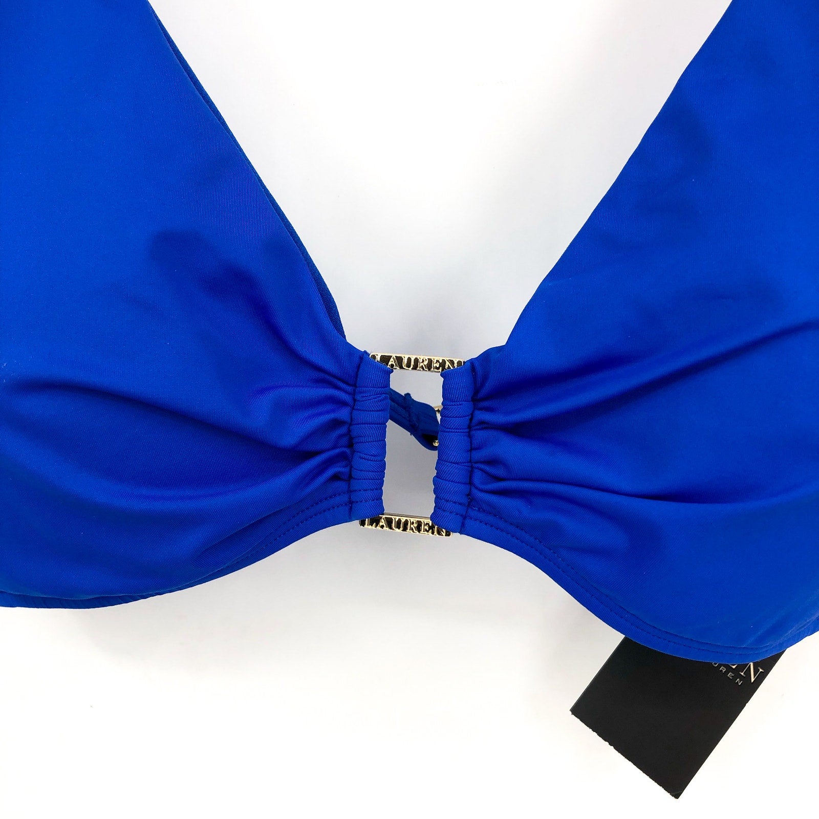 LAUREN RALPH LAUREN Women's Bikini Top Size 14 Royal Blue Beach Club Solids NWT