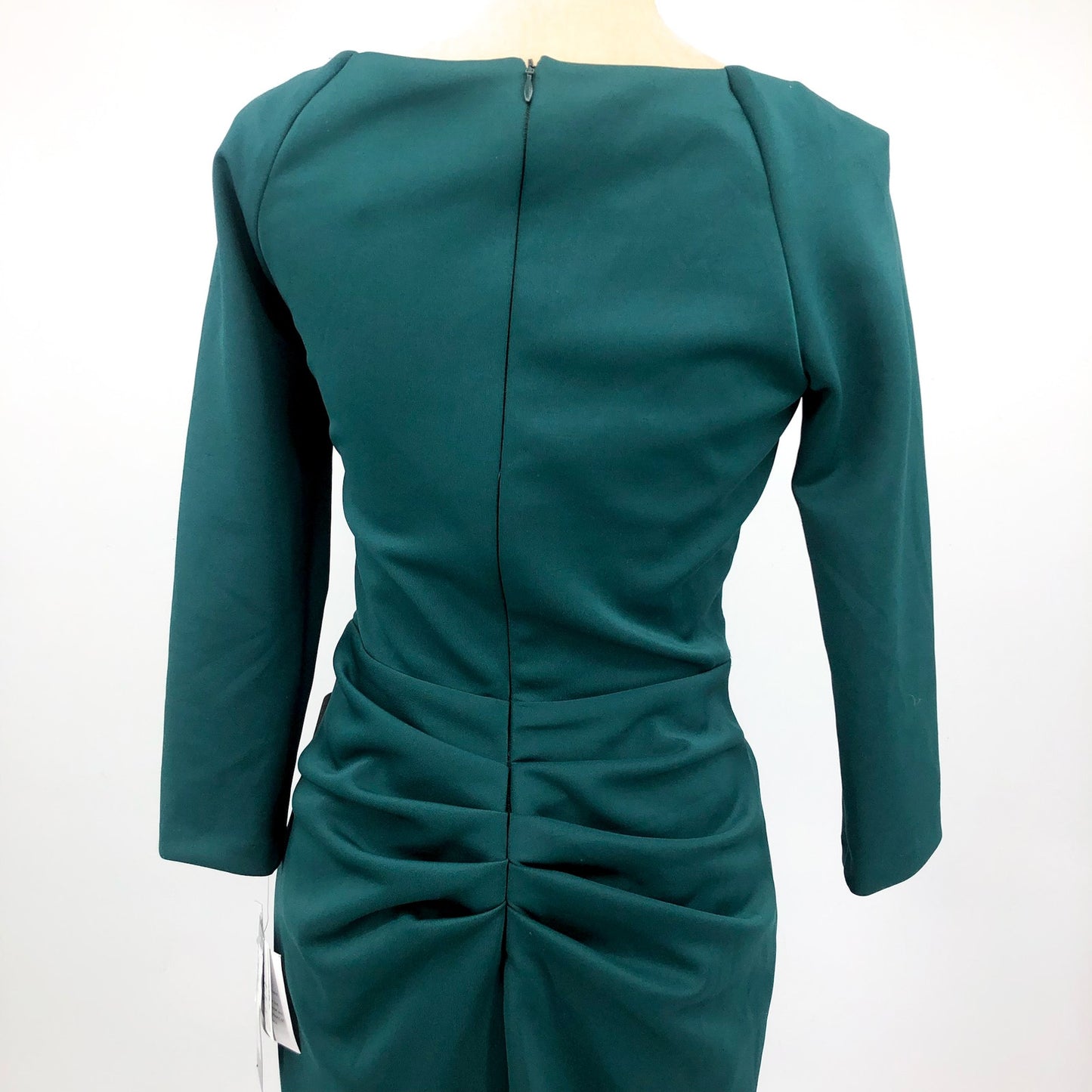 ALEX EVENINGS Allie Short Scuba Dress Size 6 Hunter Green Ruffle Long Sleeve NWT