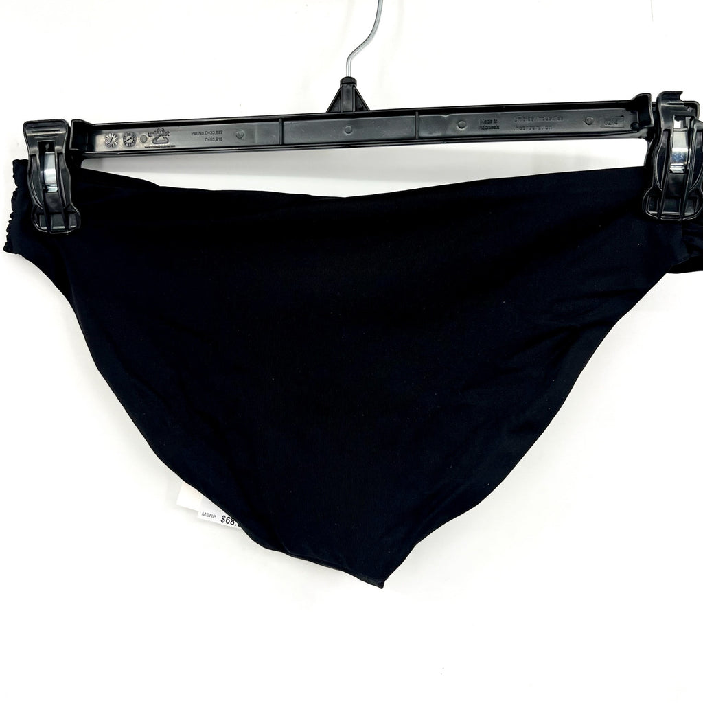 BECCA Women's Muse Side Ruched Bikini Bottoms Large Black Hipster NWT