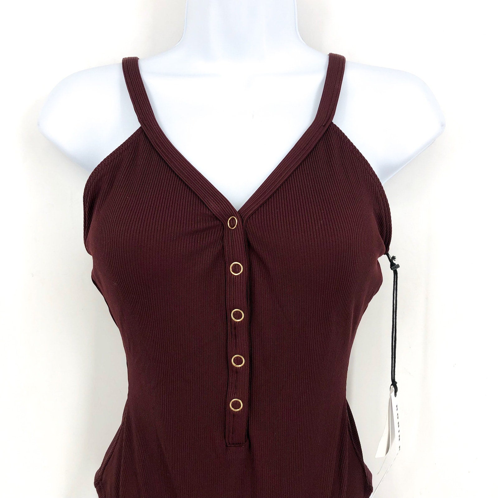 ROBIN PICCONE Women's Amy Snap V Neck One-Piece Swimsuit Size 6 Red AllSpice NWT